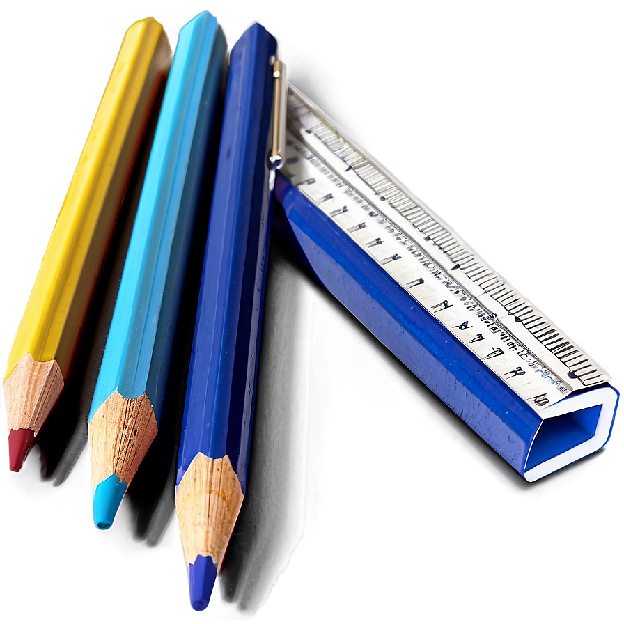 School Pencil And Ruler Png Wqf58 PNG Image