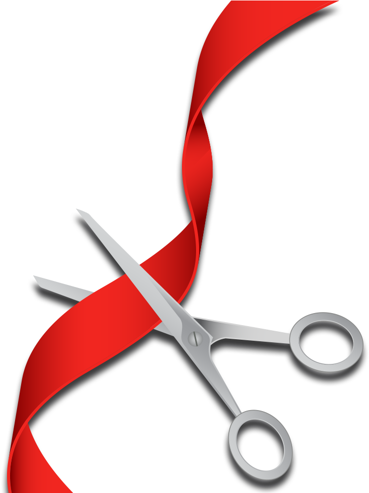 Scissors Cutting Red Ribbon PNG Image