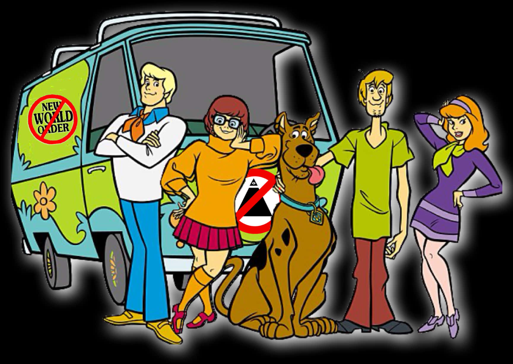 Scooby Doo Teamand Mystery Machine PNG Image