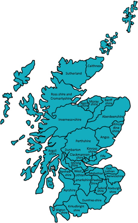 Scotland Administrative Counties Map PNG Image