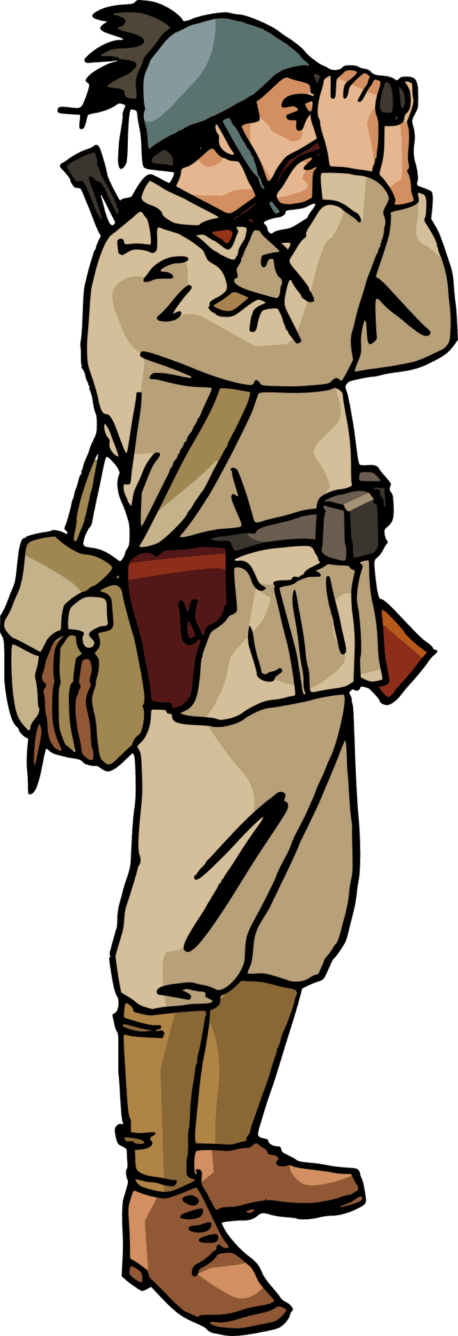 Scout_ Soldier_ Using_ Binoculars PNG Image