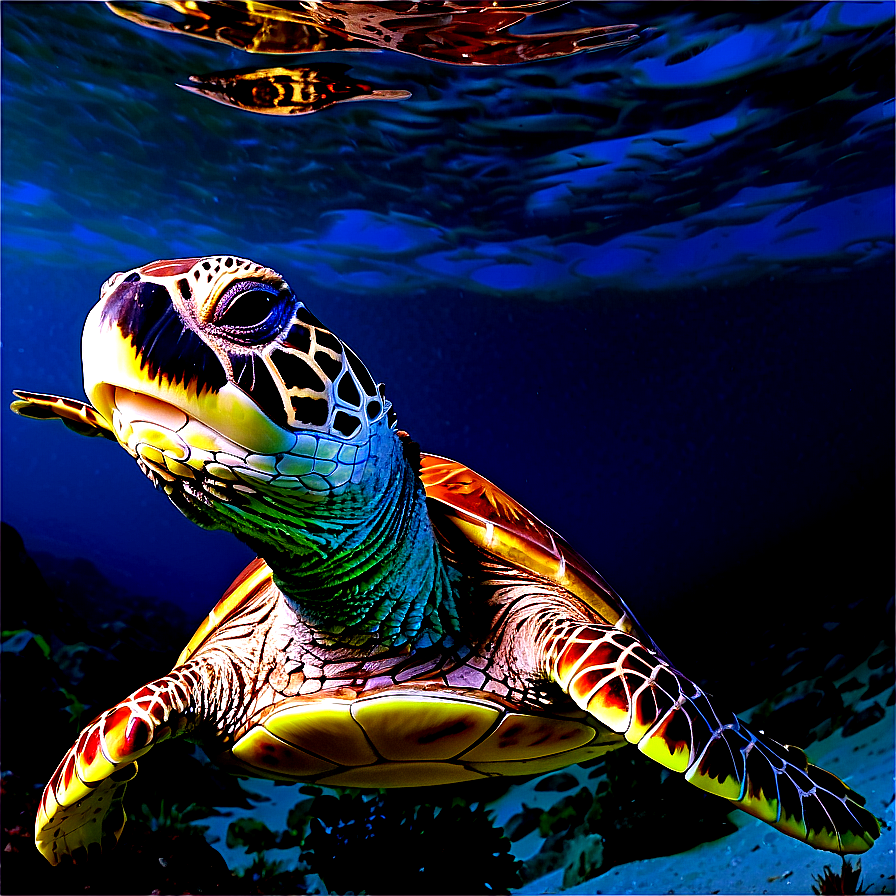 Sea Turtle Night Swim Png Ukl PNG Image