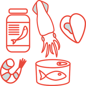 Seafood Icons Set PNG Image