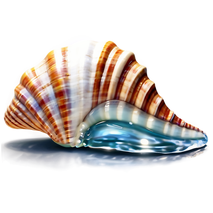 Seashell With Sea Waves Png Kge PNG Image