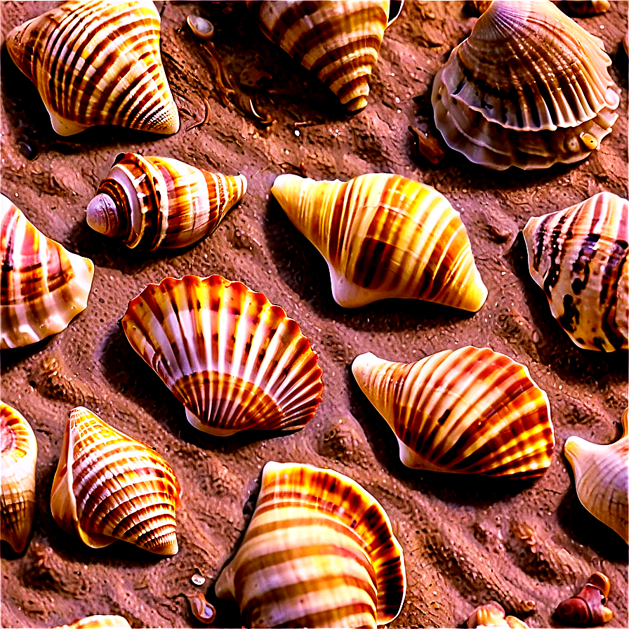 Seashells In The Sand Png Oco PNG Image