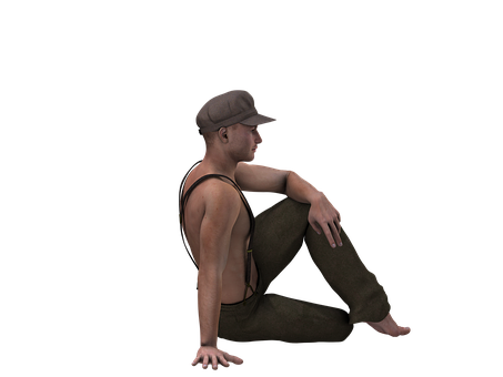 Seated Manin Capand Tank Top PNG Image