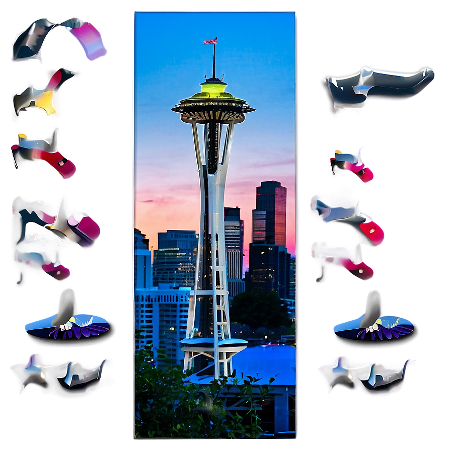 Seattle Skyline During Sunset Png Aqt PNG Image