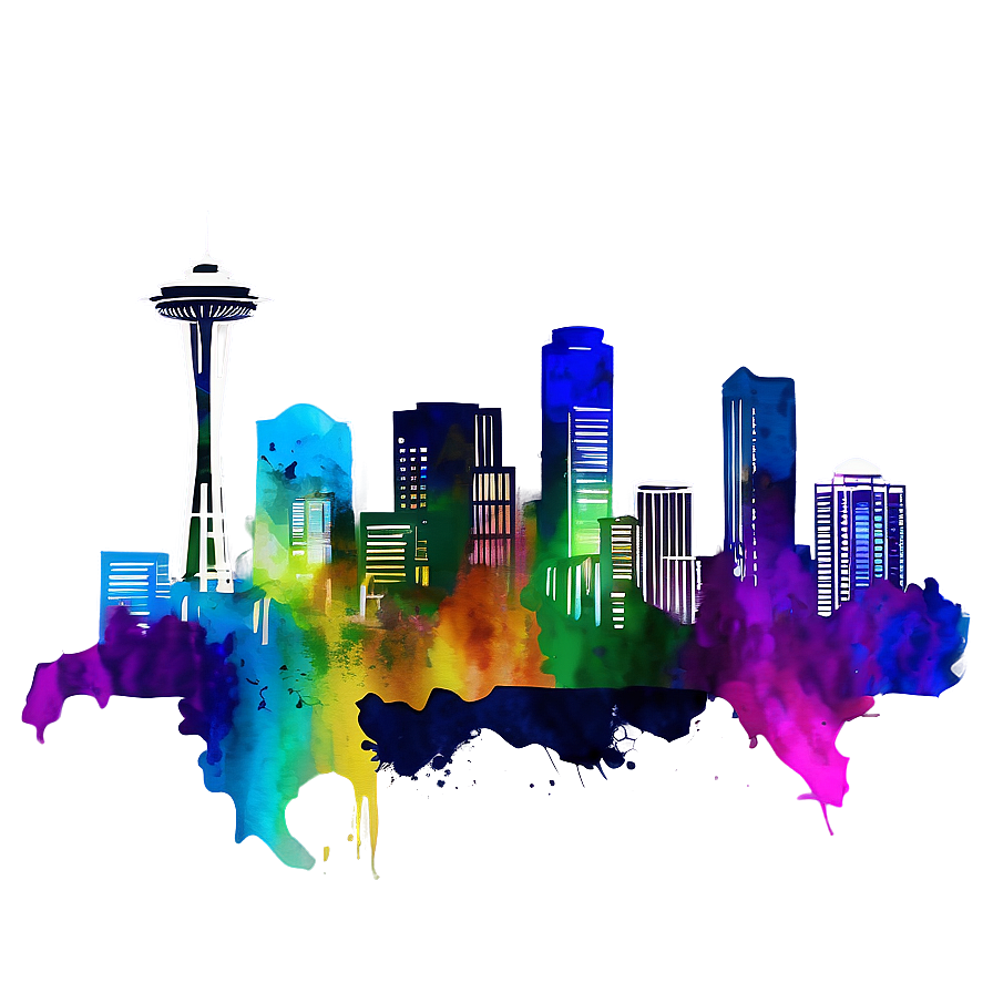 Seattle Skyline In Watercolor Png 06252024 PNG Image