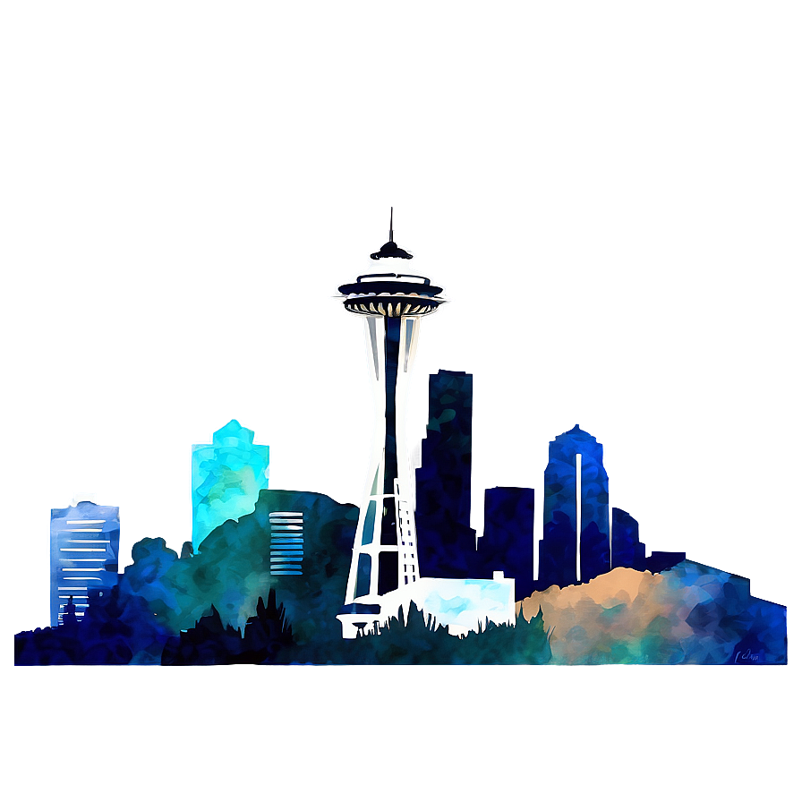 Seattle Skyline In Watercolor Png Dnd90 PNG Image