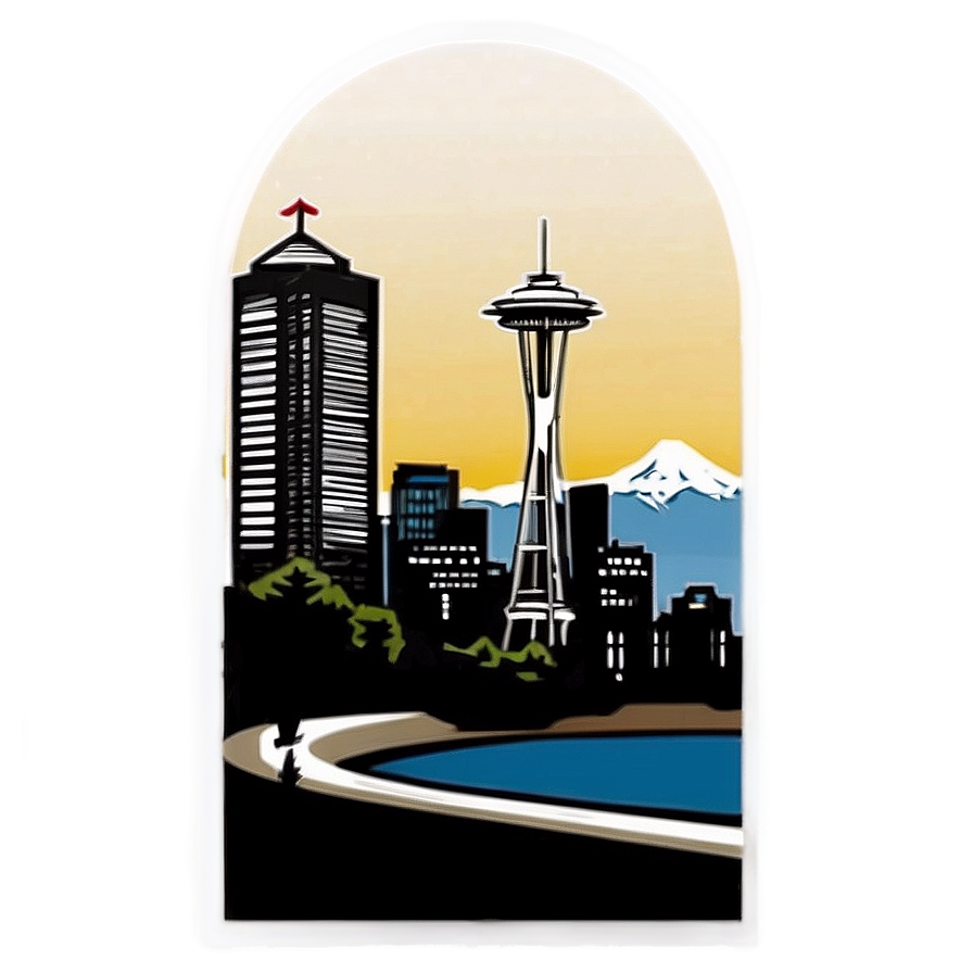 Seattle Skyline Silhouette Png Vwx74 PNG Image