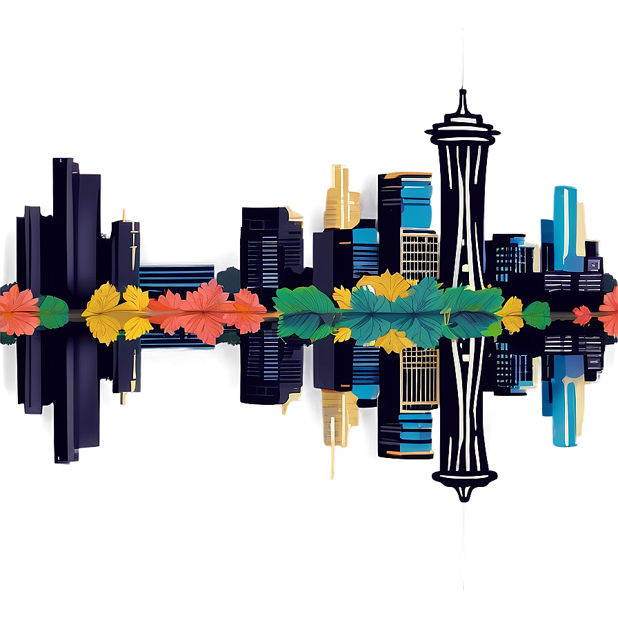 Seattle Skyline With Autumn Leaves Png 41 PNG Image