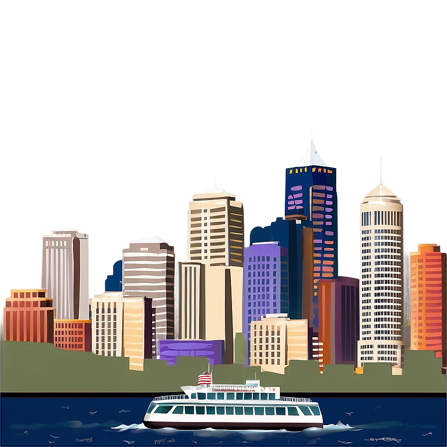 Seattle Skyline With Ferry Boat Png Bei40 PNG Image