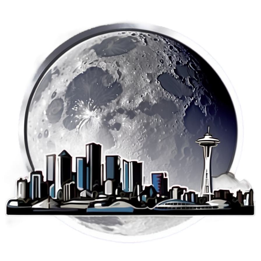 Seattle Skyline With Full Moon Png 83 PNG Image