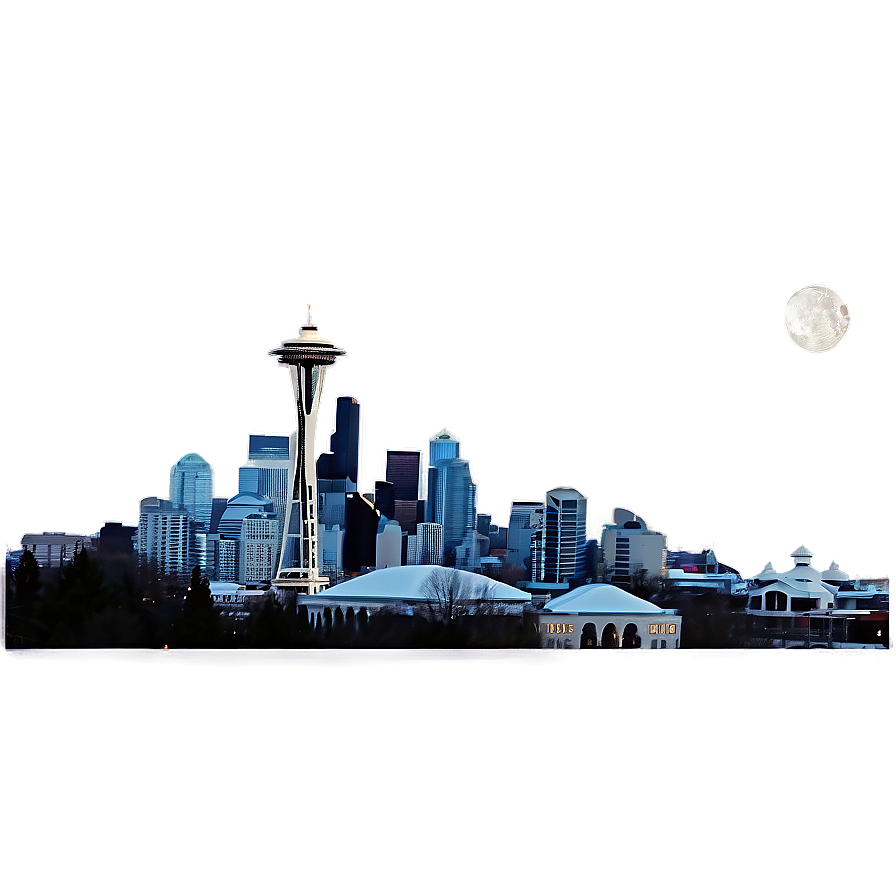 Seattle Skyline With Full Moon Png 98 PNG Image