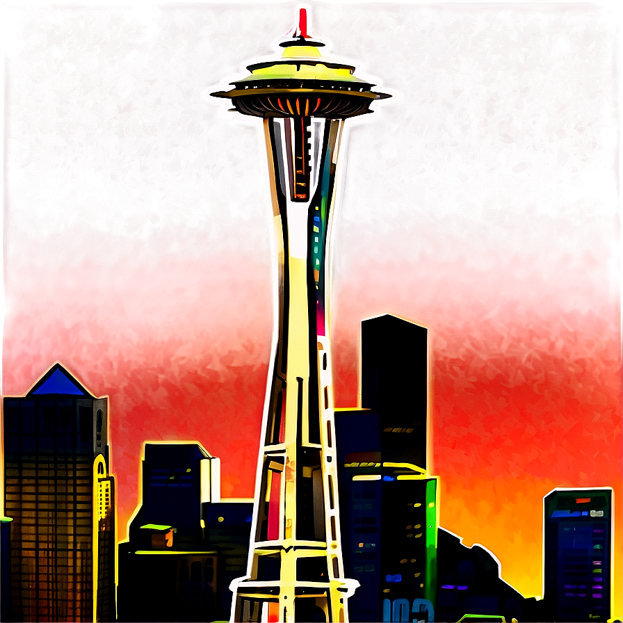 Seattle Skyline With Glowing Sunset Png 06252024 PNG Image