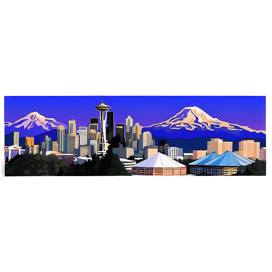 Seattle Skyline With Olympic Mountains Png Byd72 PNG Image