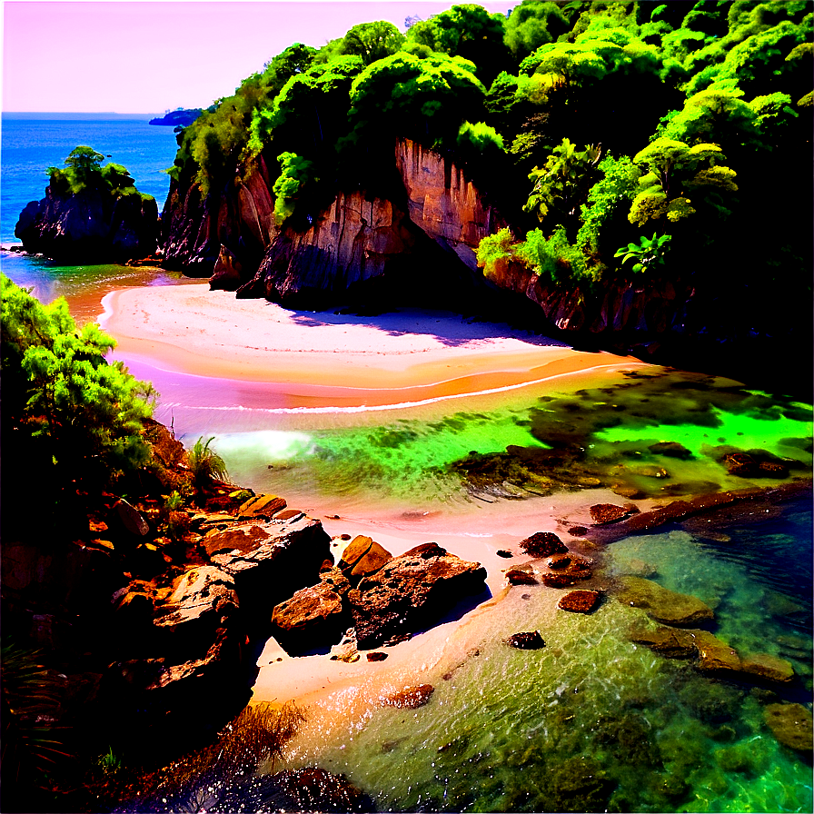 Secluded Beach Cove Landscape Png 06232024 PNG Image