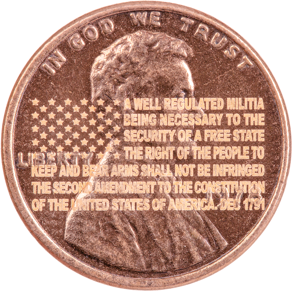 Second Amendment Engraved Penny PNG Image