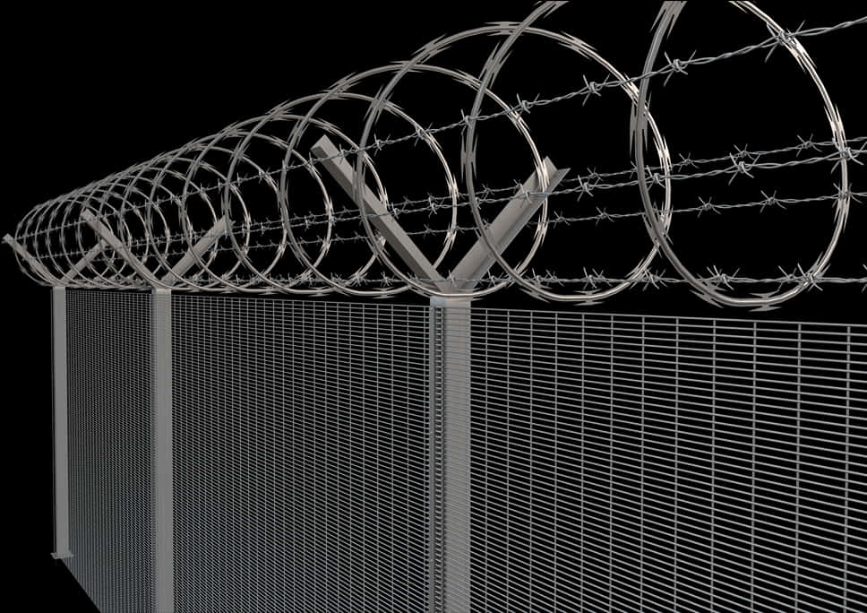 Security Fencewith Barbed Wire PNG Image