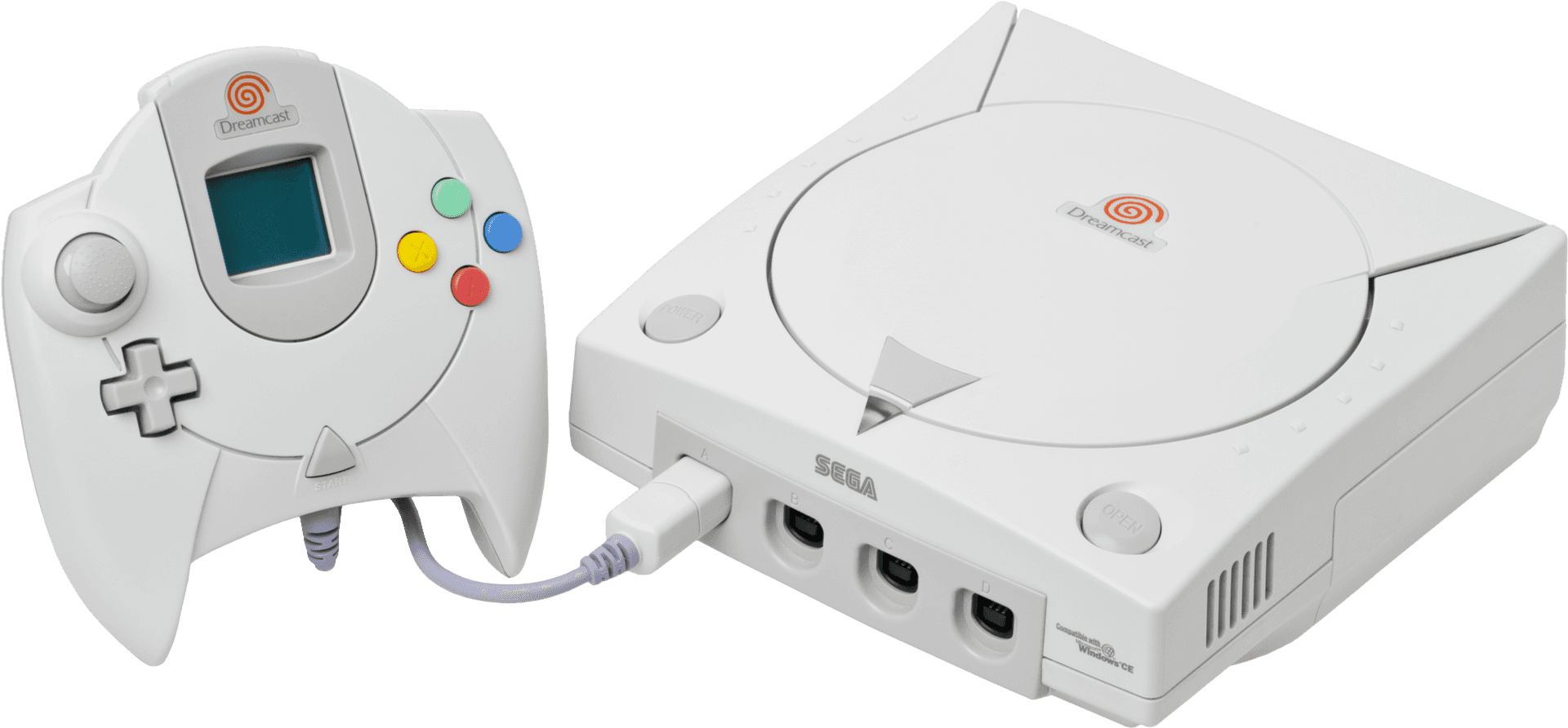 Sega Dreamcast Consoleand Controller PNG Image