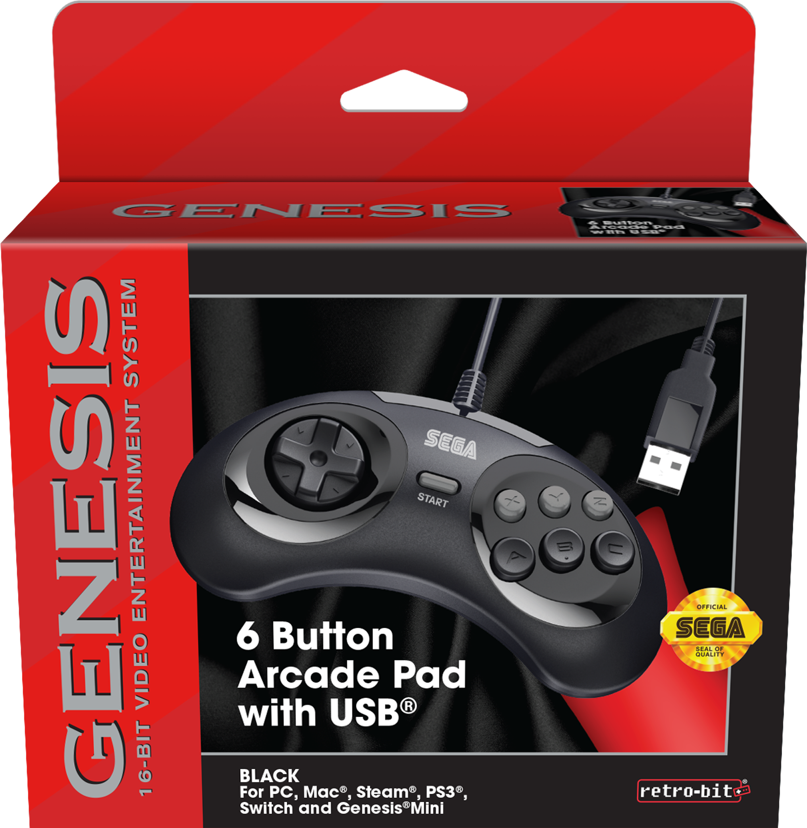 Sega Genesis6 Button Arcade Pad Packaging PNG Image