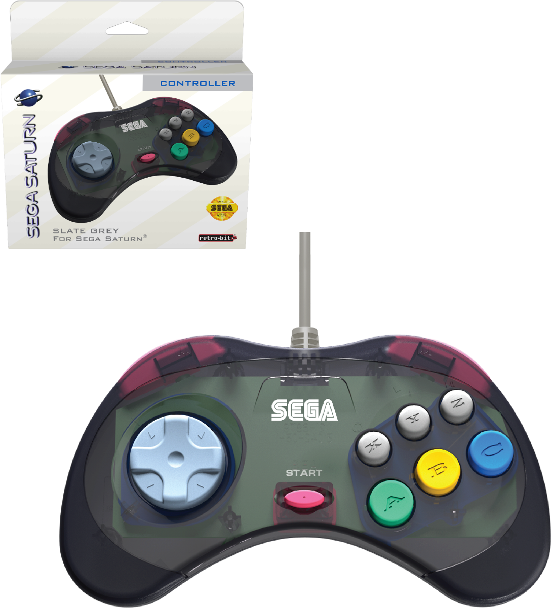 Sega Saturn Controller Slate Grey Packaging PNG Image