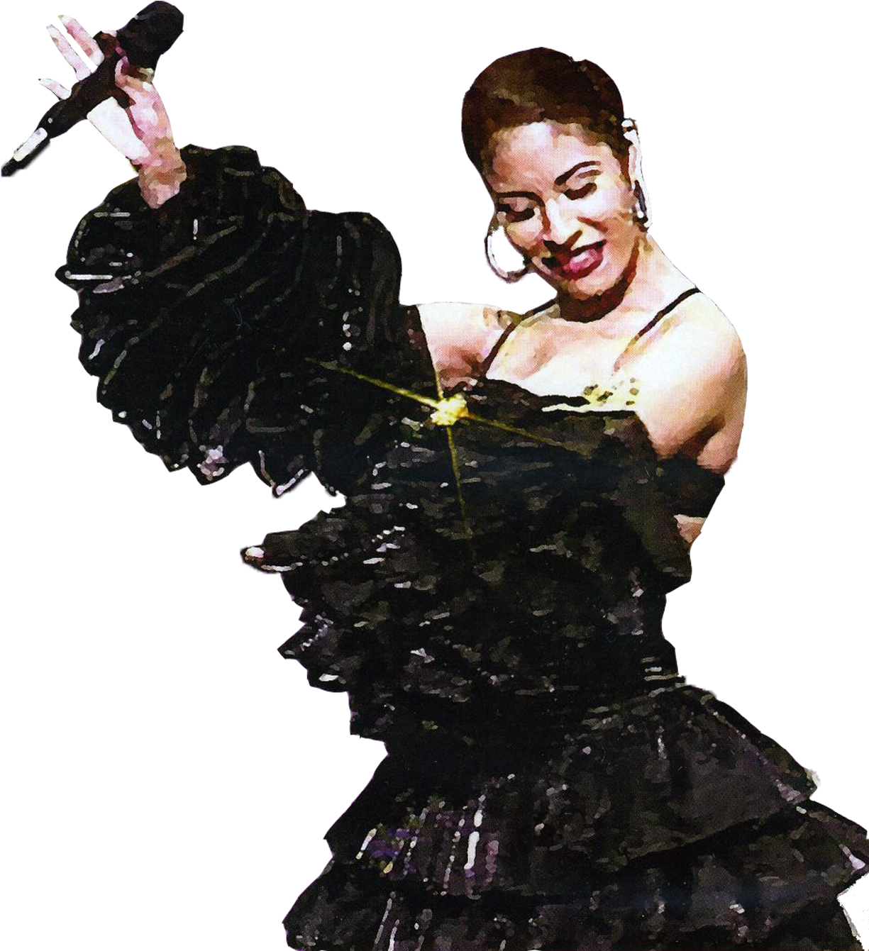 Selena Quintanilla Performingin Black Dress PNG Image