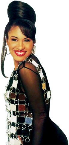 Selena Quintanilla Smilingin Metallic Outfit PNG Image