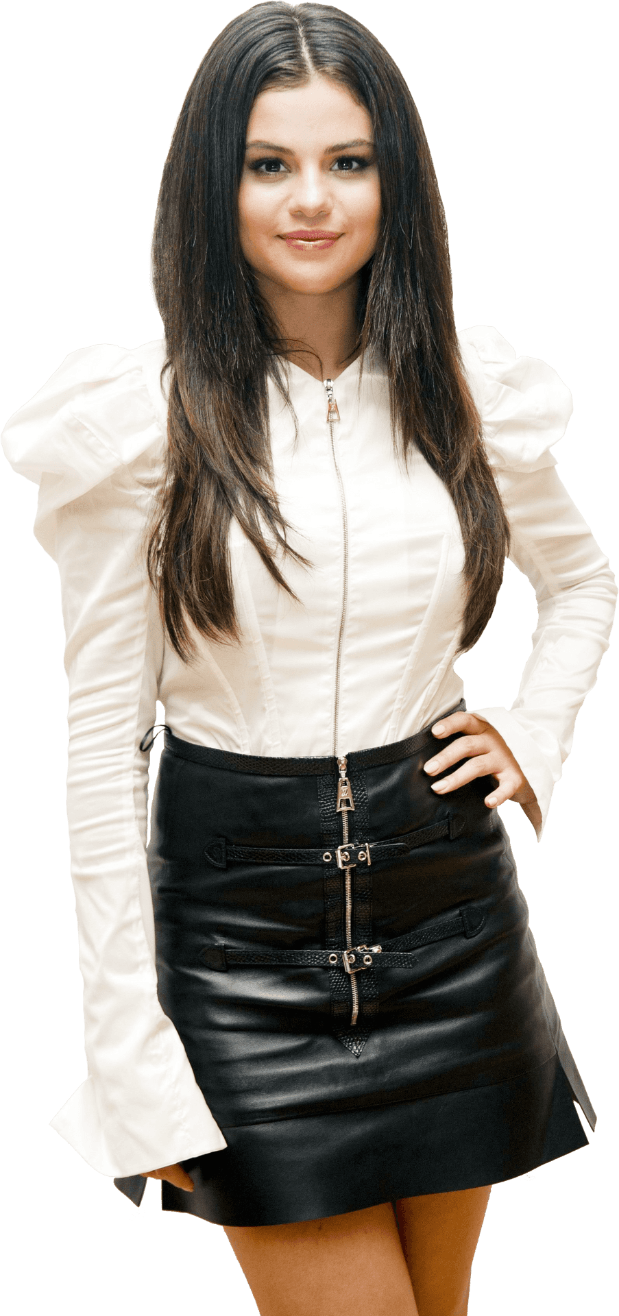 Selenain White Blouseand Black Skirt PNG Image