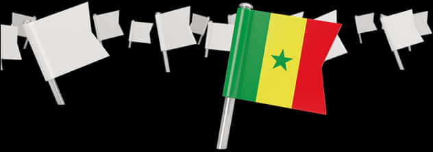 Senegal Flag Among White Flags PNG Image