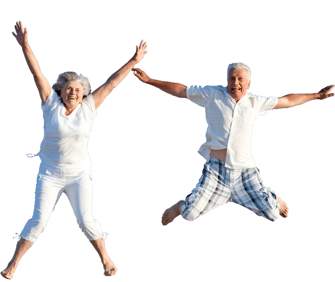 Senior Couple Jumping Happiness PNG Image