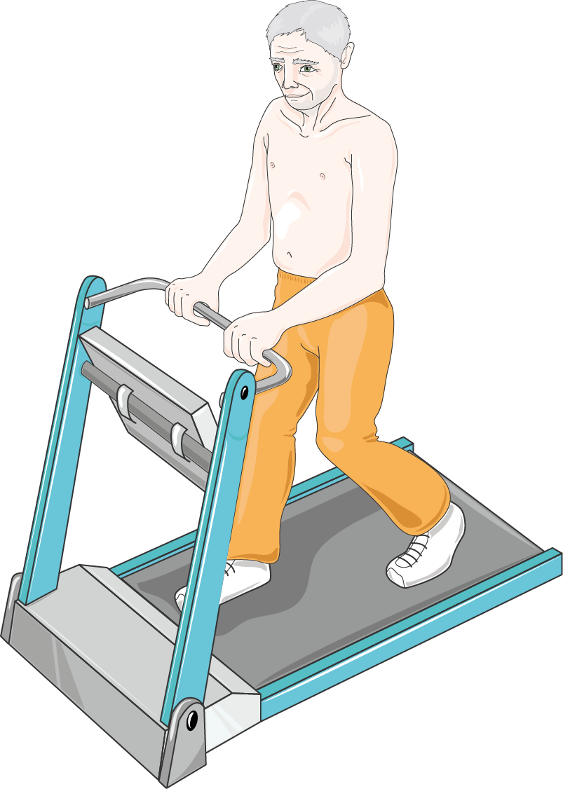 Senior Man Using Treadmill PNG Image