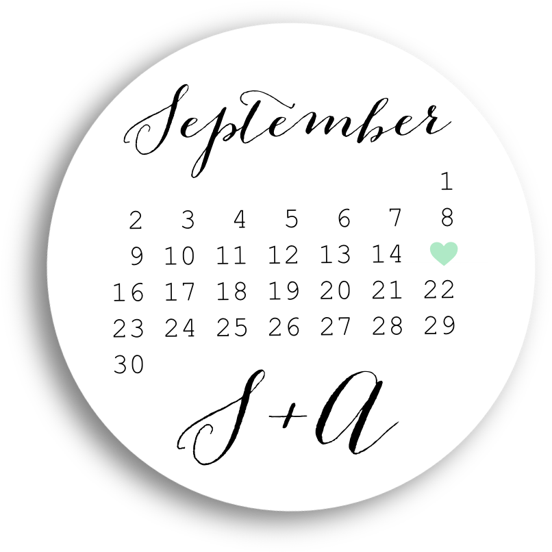 September Wedding Date Calendar PNG Image