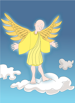 Serene Angel Standingon Clouds PNG Image