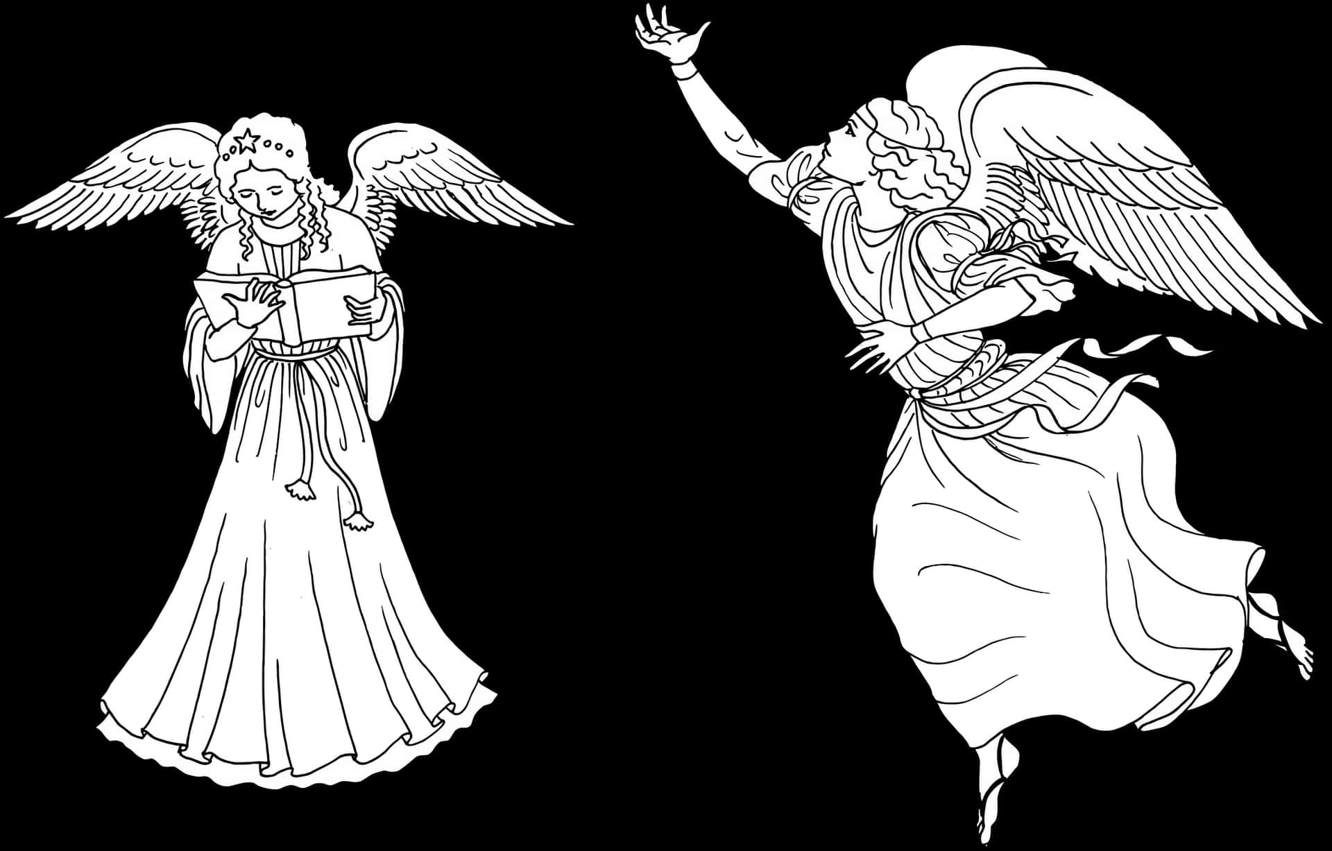 Serene Angels Illustration PNG Image