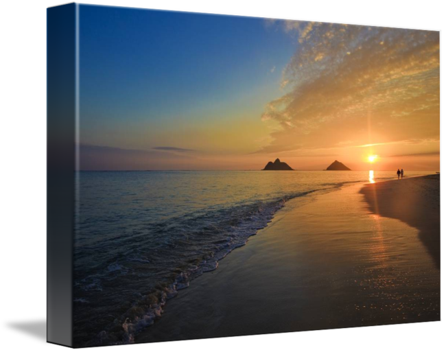 Serene Beach Sunset Walk PNG Image