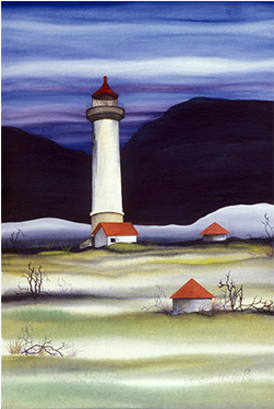 Serene Lighthouse Painting PNG Image