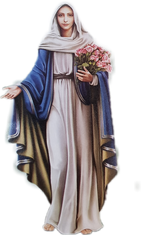 Serene Maria Holding Roses PNG Image