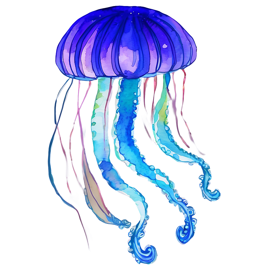 Serene Moon Jelly Watercolor Png 37 PNG Image