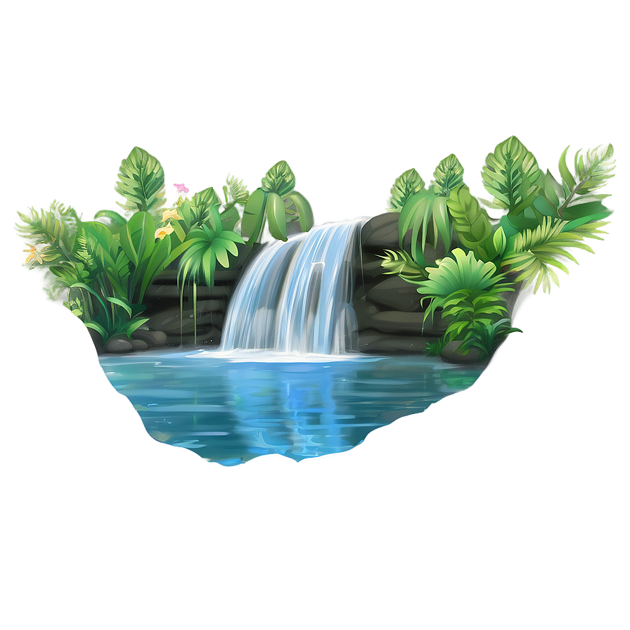 Serene Tropical Waterfall Png Wri22 PNG Image