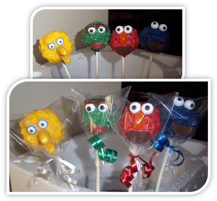 Sesame Street Character Cake Pops PNG Image