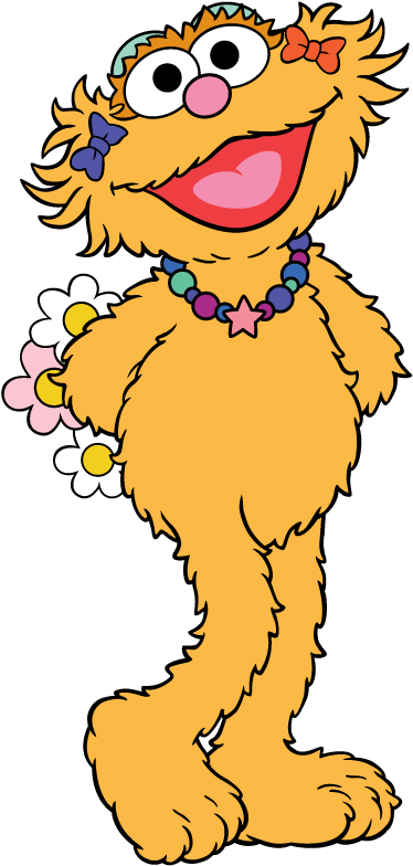 Sesame Street Character With Flowers PNG Image