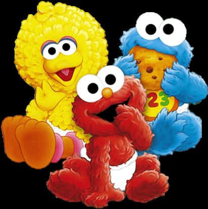 Sesame Street Characters Elmo Big Bird Cookie Monster PNG Image