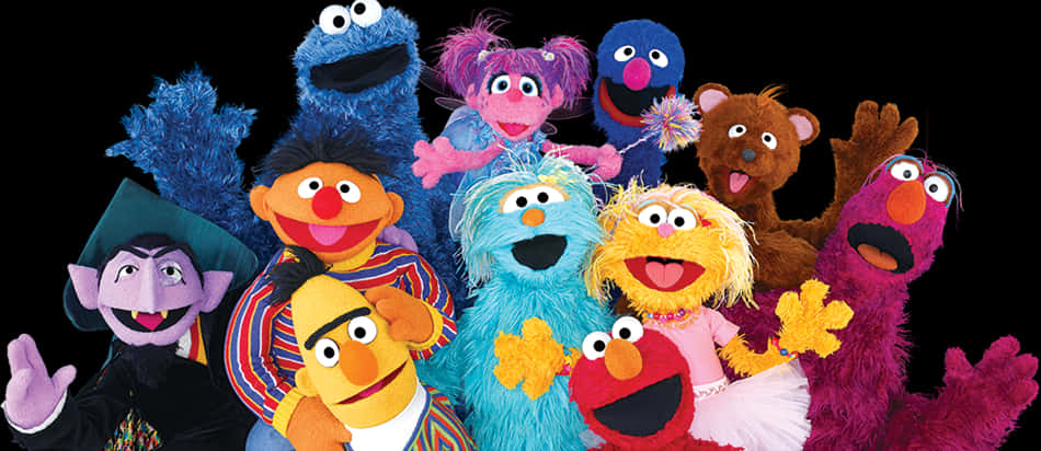 Sesame Street Characters Group Photo PNG Image