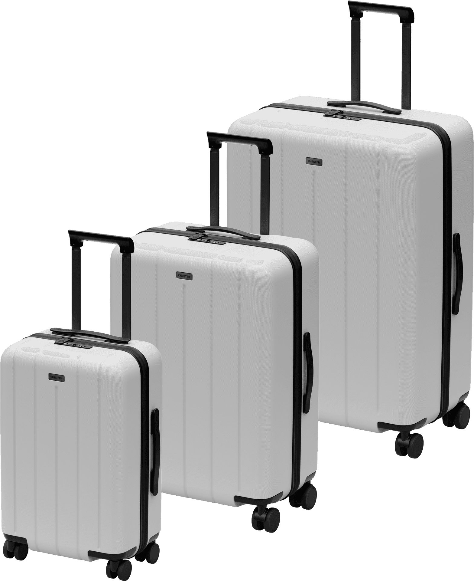 Setof Three White Hardshell Luggage PNG Image