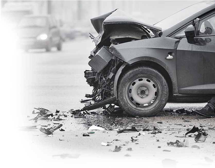 Severe Vehicle Collision Damage PNG Image