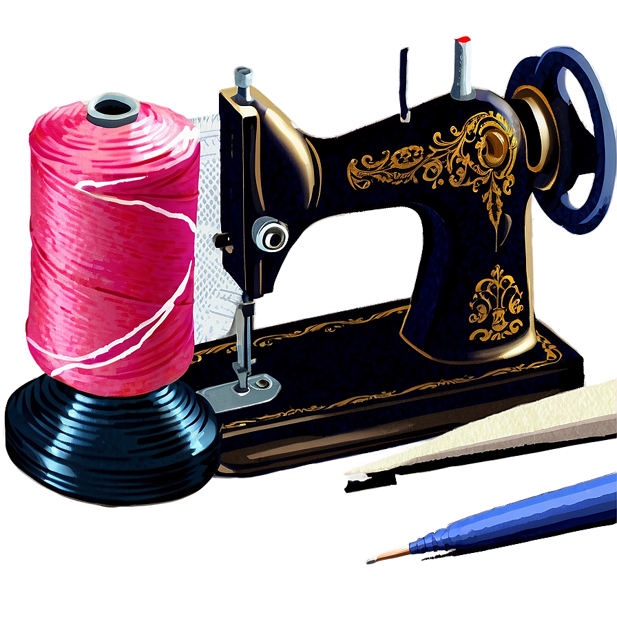 Sewing Machine With Fabric Png Fmb44 PNG Image