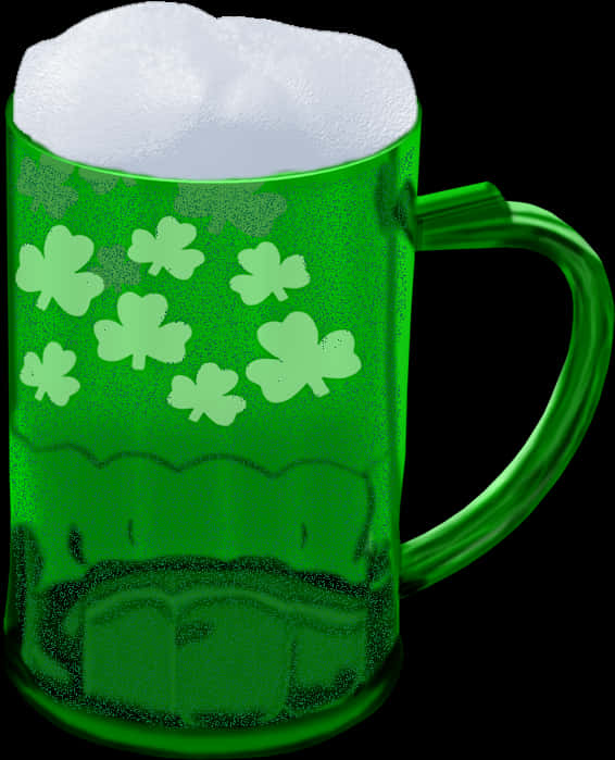 Shamrock Decorated Green Beer Mug PNG Image