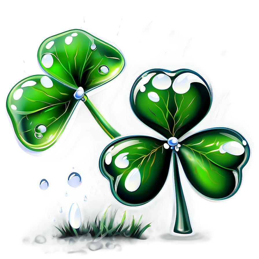 Shamrock With Dew Drops Png Ucy PNG Image