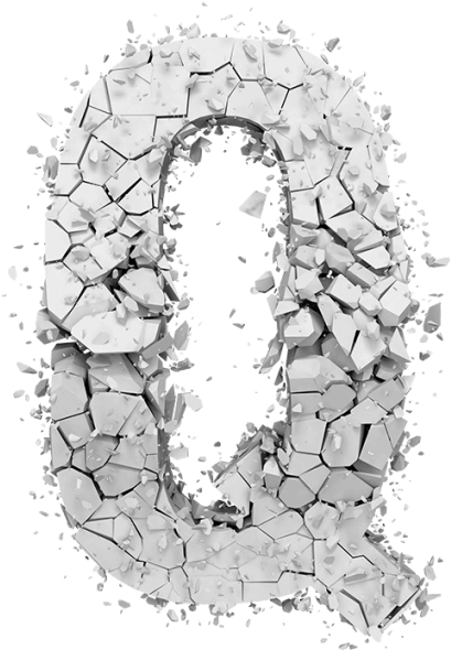 Shattered Letter Q Art PNG Image